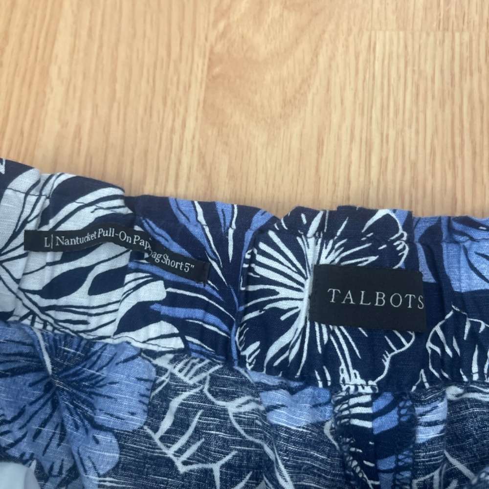 Talbots Blue Nantucket Pull-On Stretch Waist Paperbag 5” Shorts Size Large - Picture 7 of 10